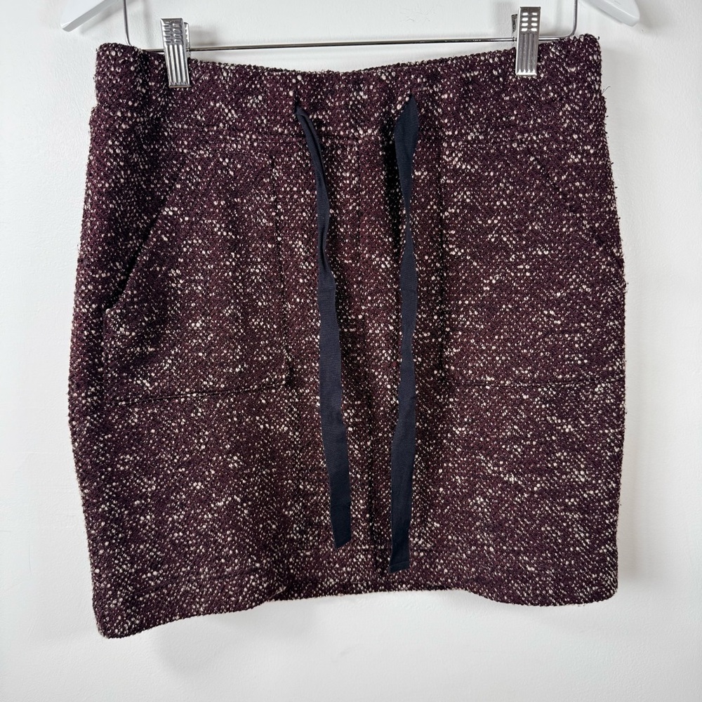 LOFT Women’s Tweed Knit Skirt Small Burgundy Black White w/ Pockets